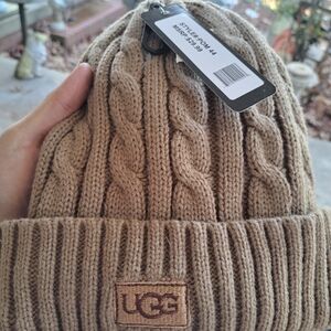 UGG Tan Cable Knit Beanie